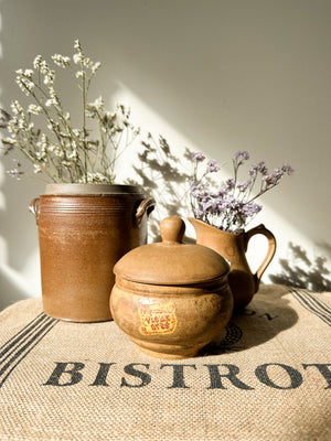 Vintage French stoneware confiture bowl Vieux Gres