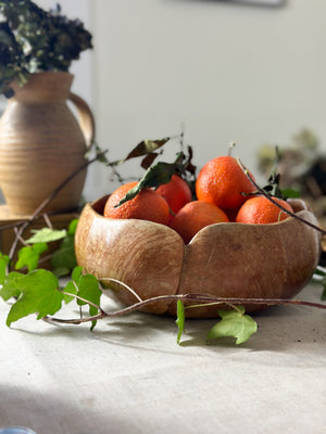 Vintage wooden fruit bowl
