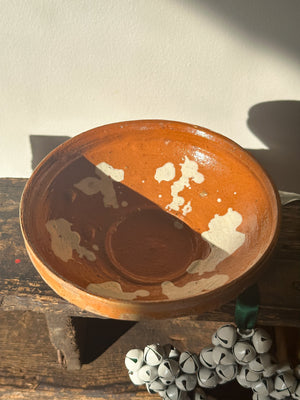 Rustic splatterware bowl terracotta & cream