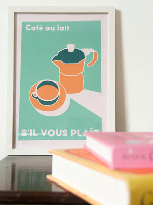 Coffee typographic art print for the kitchen framed