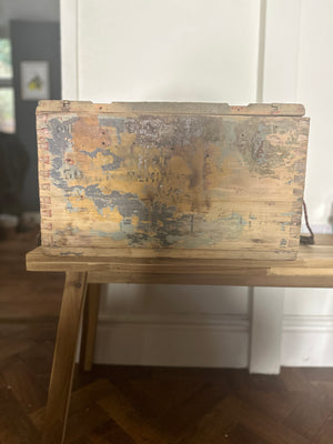Vintage wooden blue storage chest