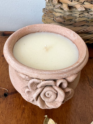 Handmade Clay Candle Rose Design