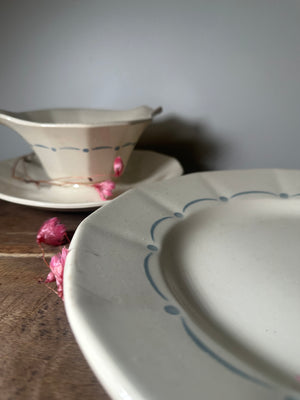 Vintage French floral Digoin Sarreguemines bowl and plate set