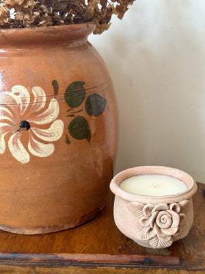 Handmade Clay Candle Rose Design