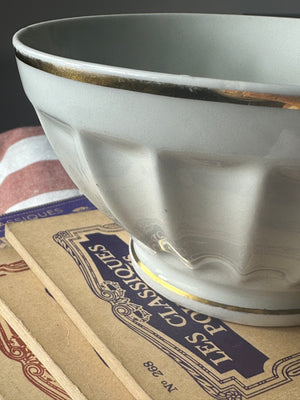 White and gold French porcelain cafe au lait bowl