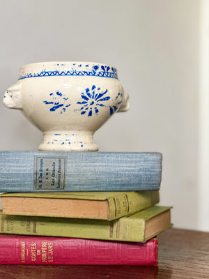 Blue and white French soupiere bowl