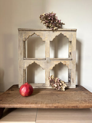 Vintage Indian wooden temple arch shelves