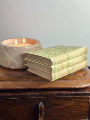 Set of three French vintage Victor Hugo books: green and gold