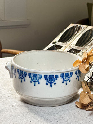 Blue and white ceramic patterned bowl