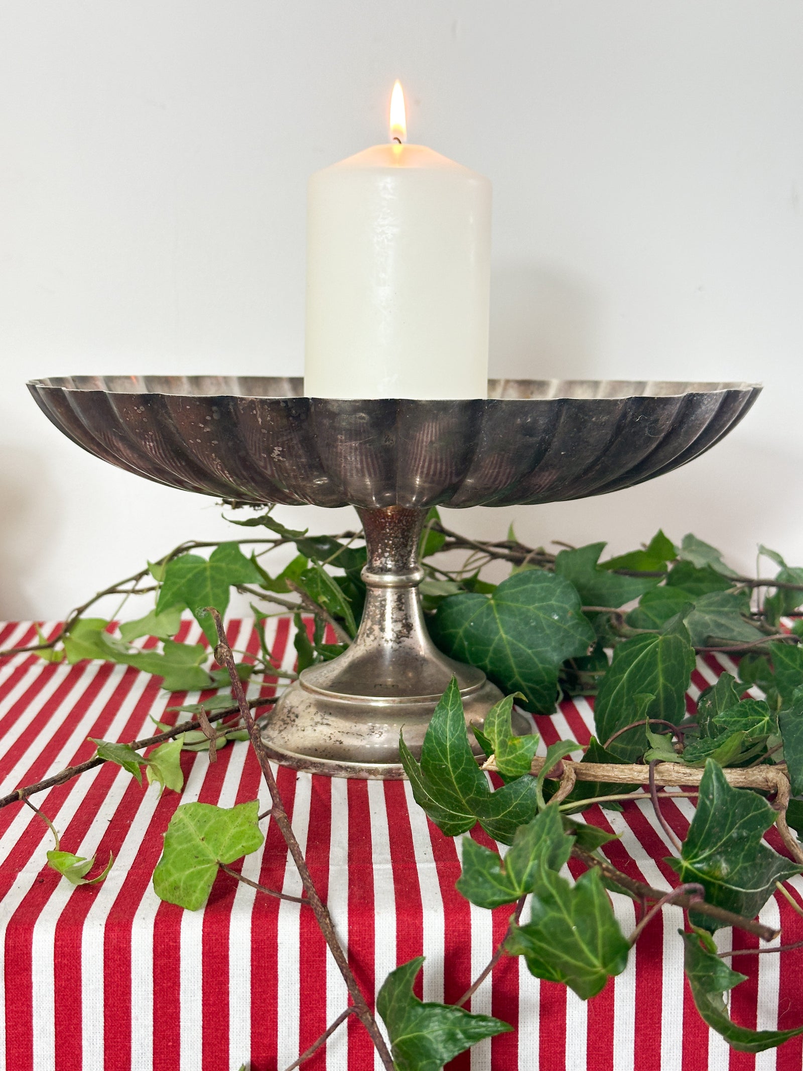Silver plate (tin) fluted cake stand