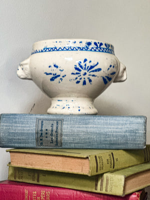 Blue and white French soupiere bowl