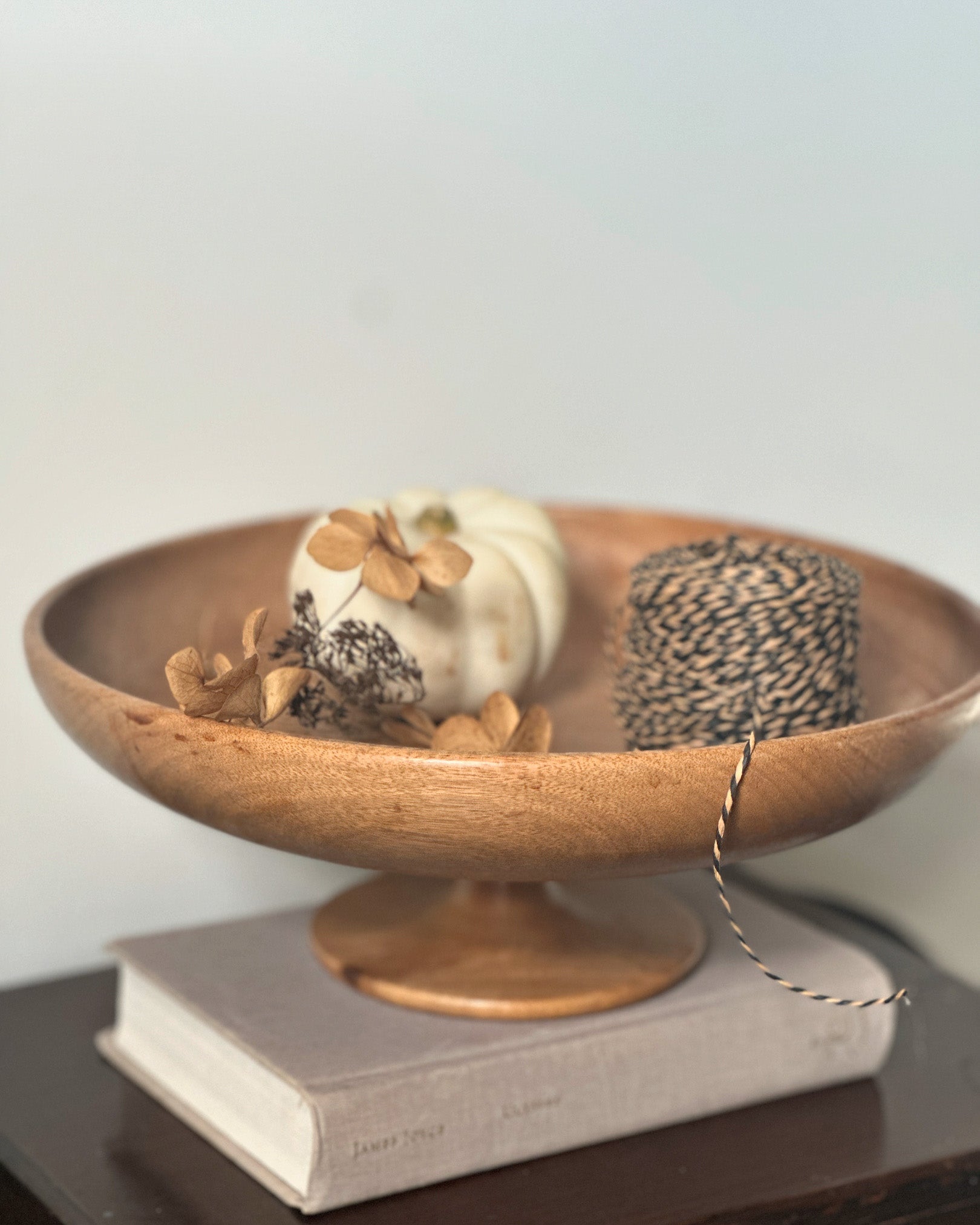 American wood pedestal bowl