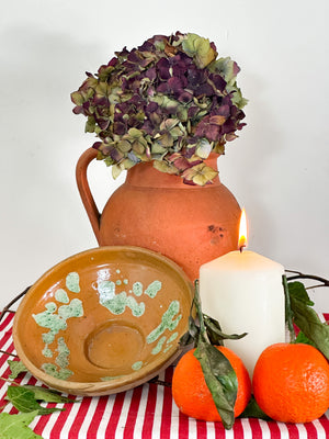 Terracotta bowl green splatterware