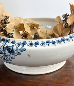 Antique blue and white terre de fer French tureen