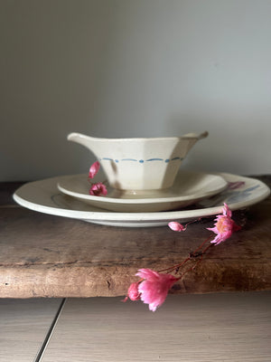 Vintage French floral Digoin Sarreguemines bowl and plate set