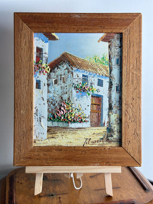 French village oil painting framed