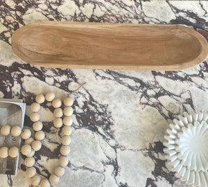 Teak wood dough bowl 50cm long