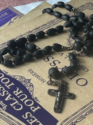 Black and metal French rosary beads