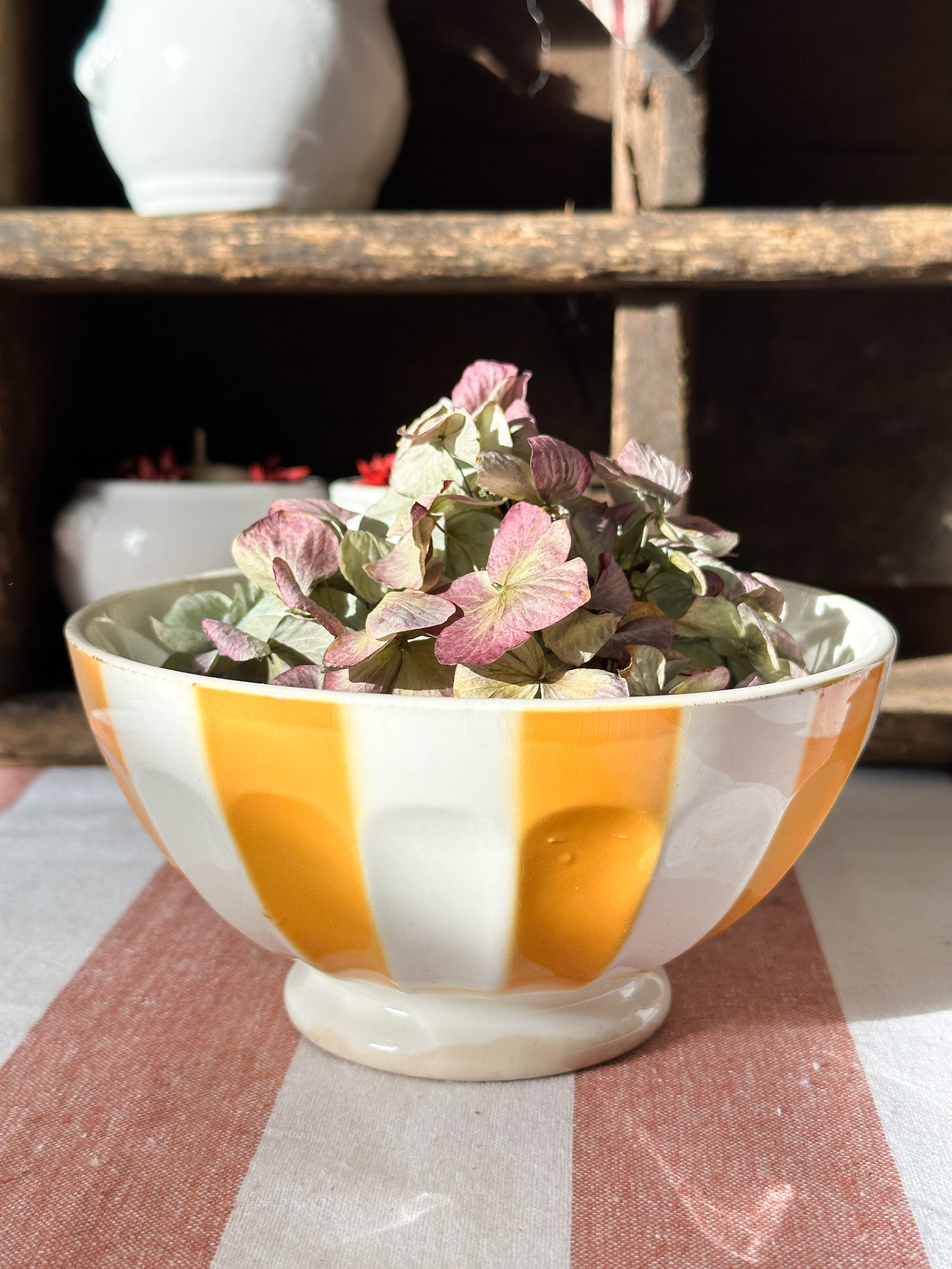 Yellow striped French cafe au lait bowl