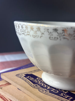 White and gold French porcelain cafe au lait bowl