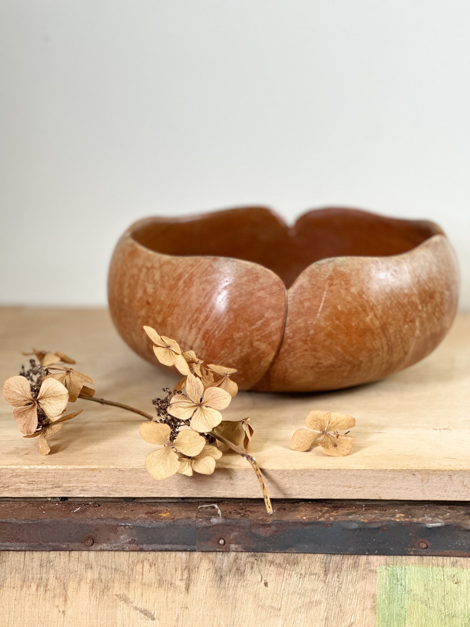 Vintage wooden fruit bowl