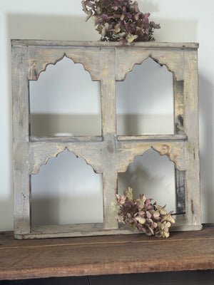 Vintage Indian wooden temple arch shelves