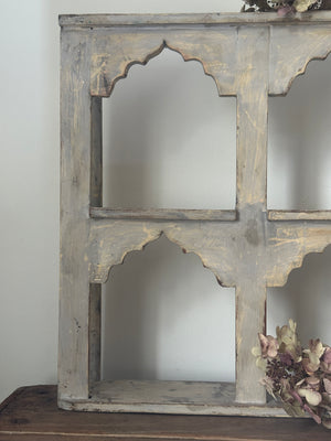 Vintage Indian wooden temple arch shelves