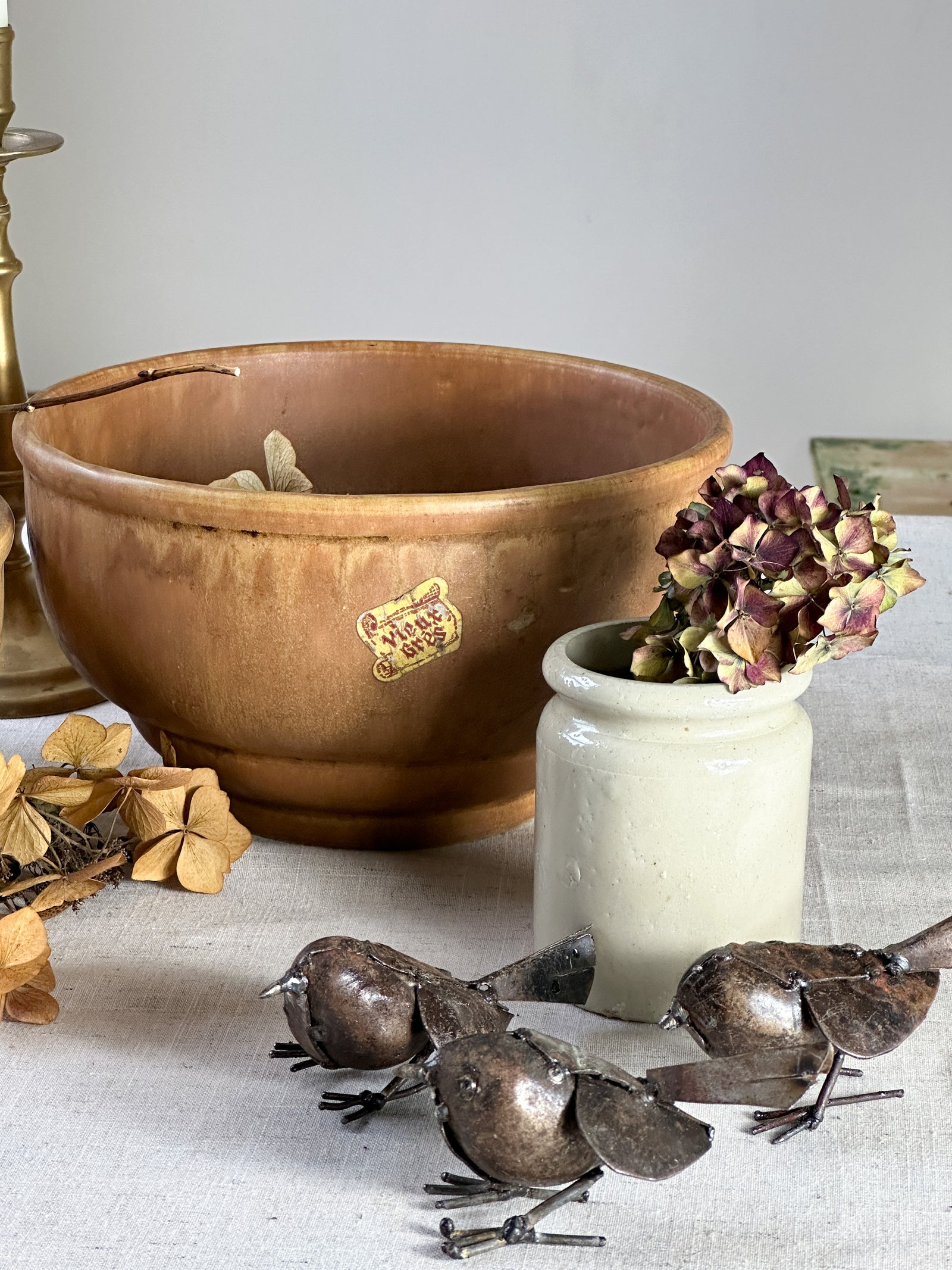 French earthenware "Vieux Gres" mixing bowl large