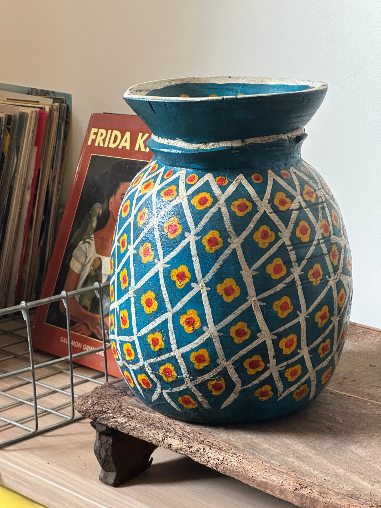 Handpainted Indian wooden pot