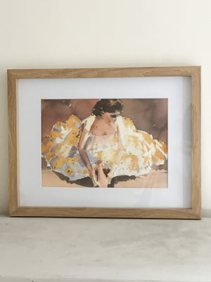 Watercolour portrait of a ballerina framed