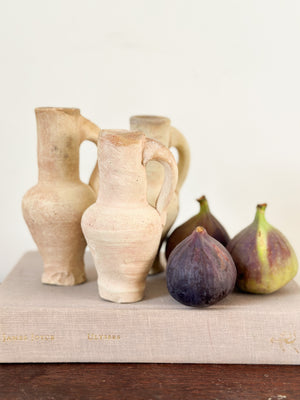 Set of 3 rustic mini stoneware pitchers
