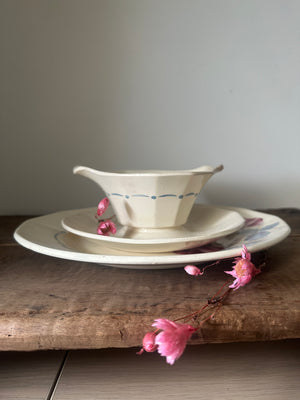 Vintage French floral Digoin Sarreguemines bowl and plate set