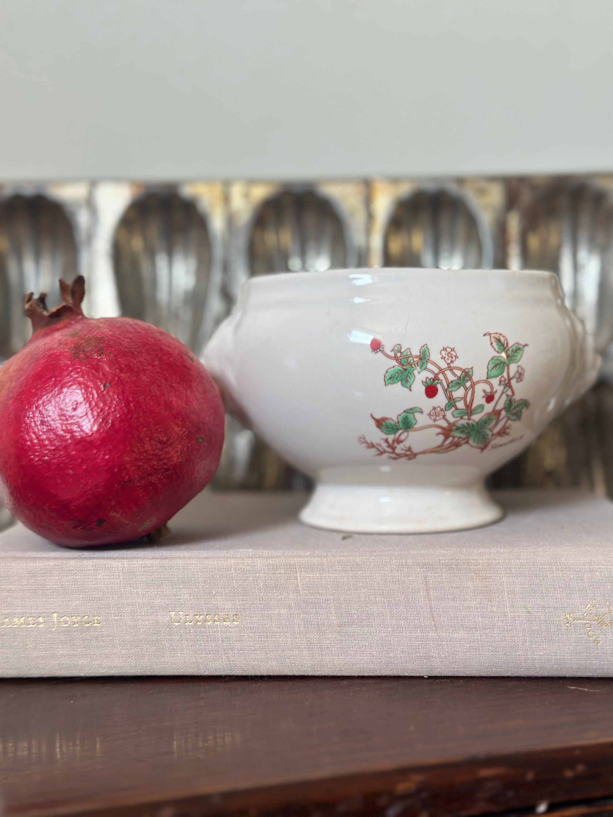 Set of four French porcelain floral design soupieres