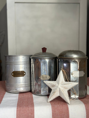 Vintage French metal food canister