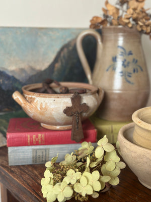 Vintage French glazed earthenware bowl