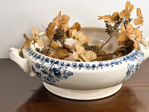 Antique blue and white terre de fer French tureen