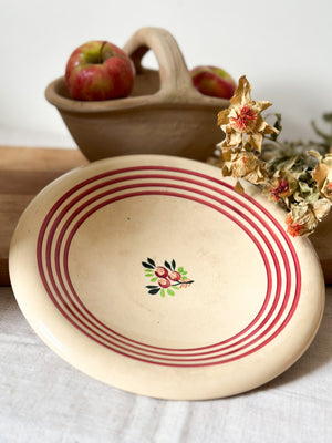 Vintage French plate (floral and striped design)