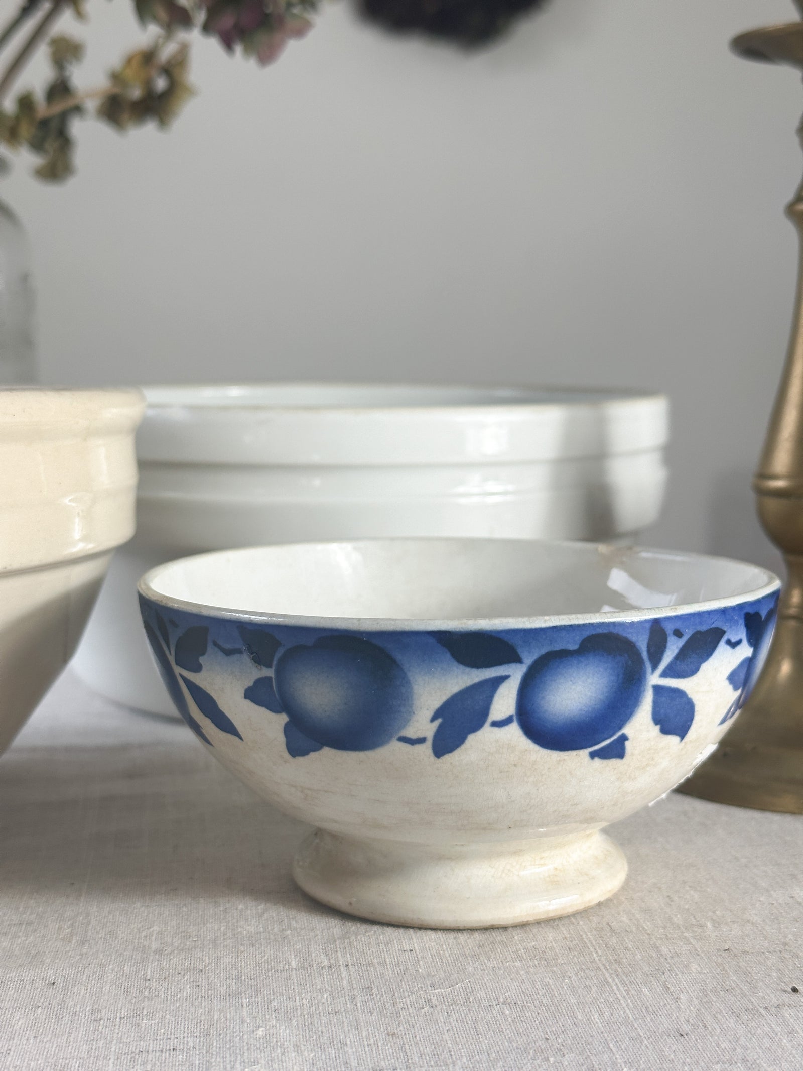Blue and white cafe au lait bowl