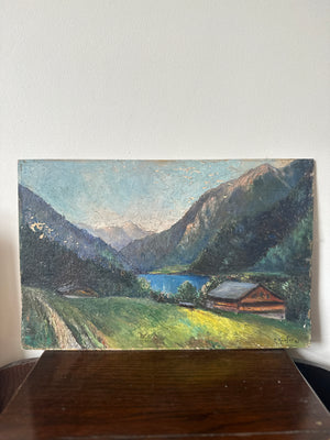 Vintage oil painting landscape by Paul Keufer