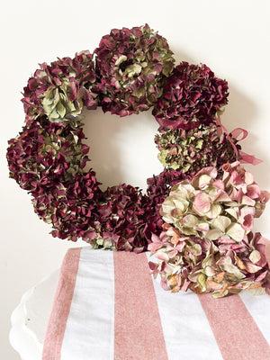 Dried hydrangea festive wreath