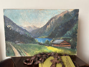 Vintage oil painting landscape by Paul Keufer