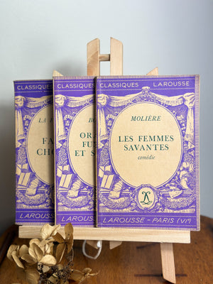 Set of three French vintage books: purple