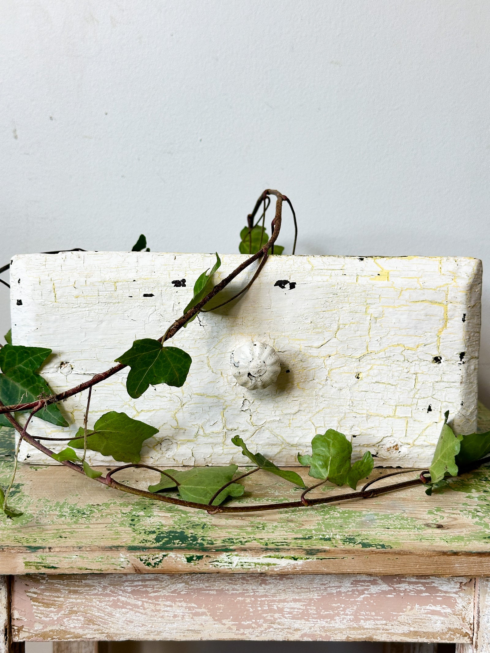Salvaged white wooden drawer