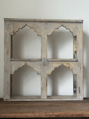 Vintage Indian wooden temple arch shelves