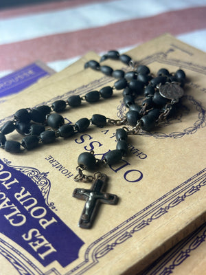 Black and metal French rosary beads