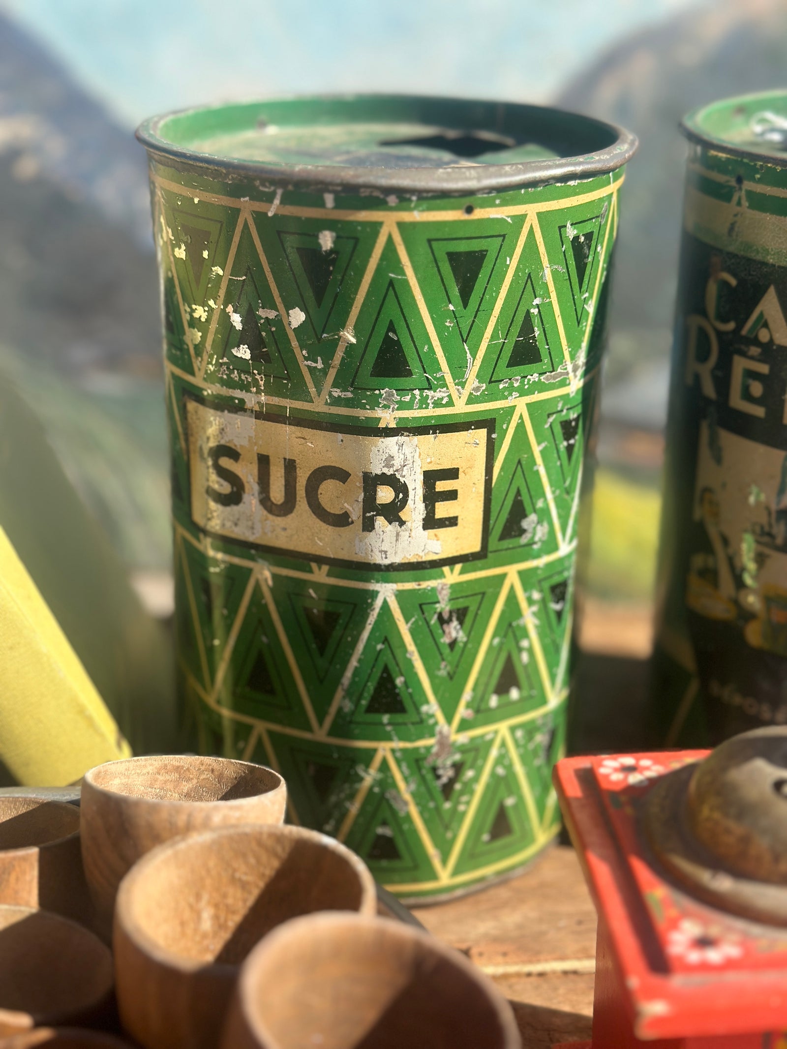 Pair of vintage French tins "Sucre" art deco style