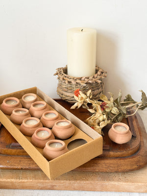 Box of 10 handmade clay tea lights