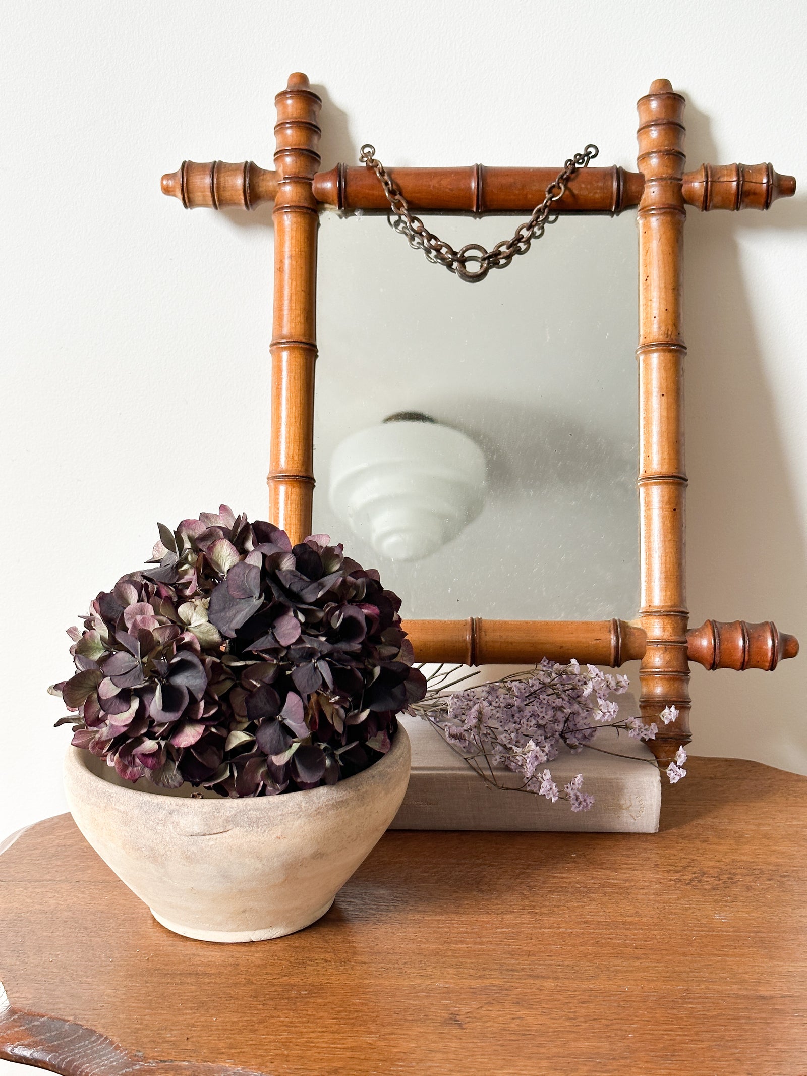 Vintage French faux bamboo mirror