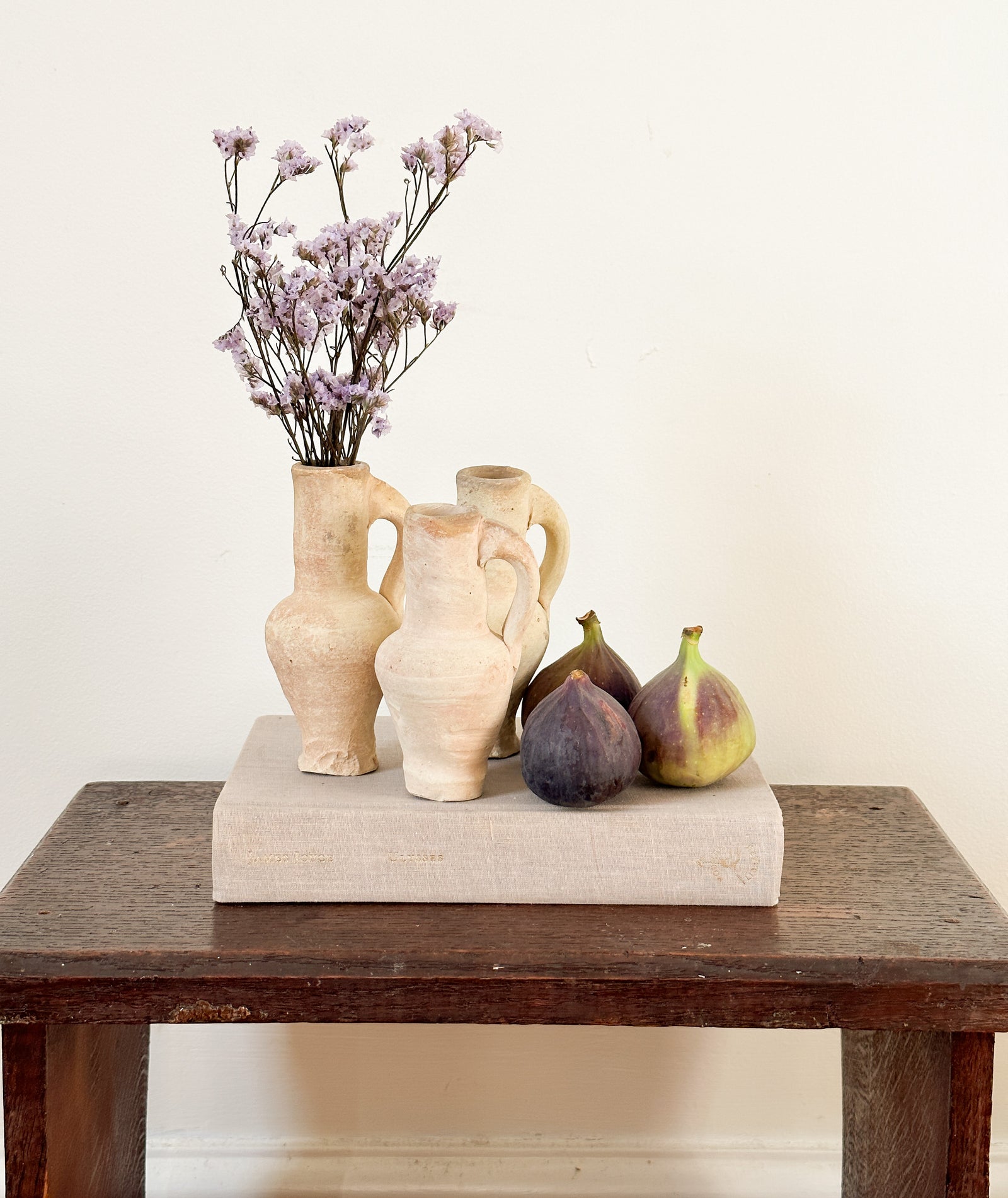 Set of 3 rustic mini stoneware pitchers