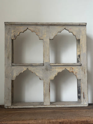 Vintage Indian wooden temple arch shelves